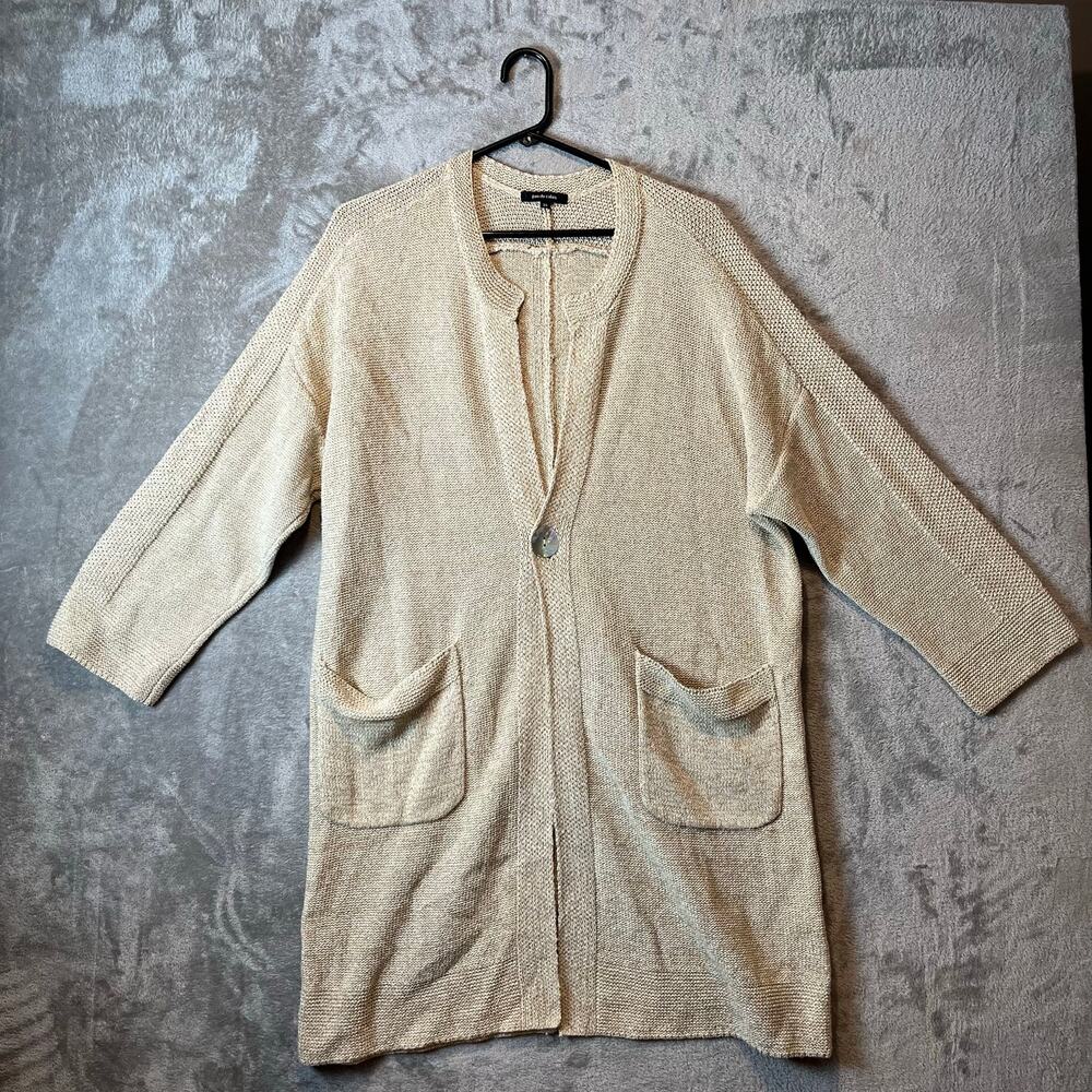 Pas De Calais Cozy Minimalist Knit Cardigan Neutral Beige Cardigan‎ XS Oversized